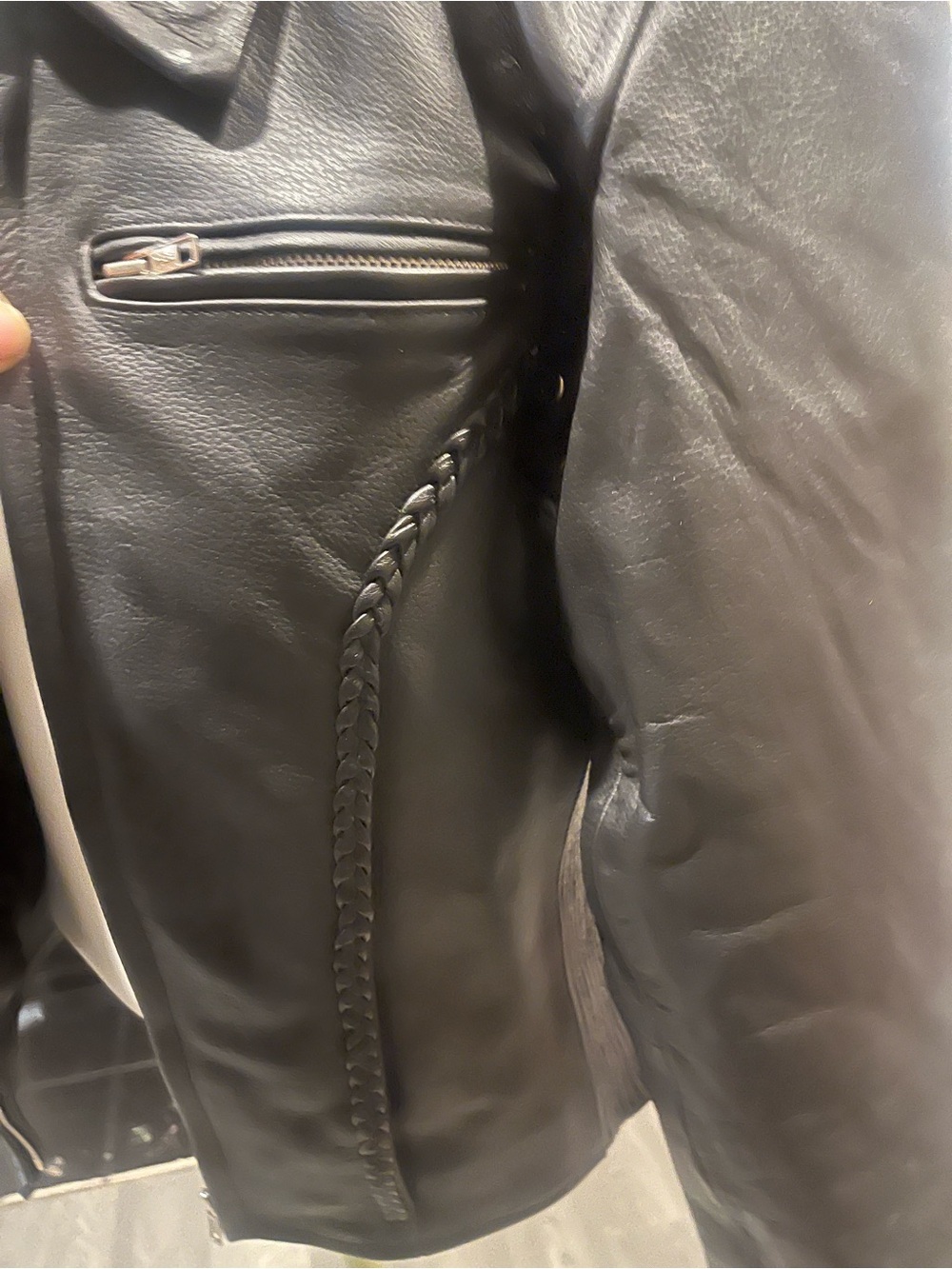 Women's Black Genuine Leather Zip-Front Moto Jacket Grunge Minimalist - Picture 4 of 8